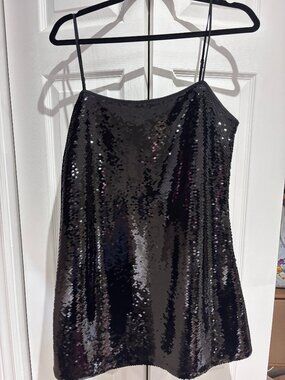Abercrombie & Fitch Black Sequins Mini Dress - Medium Petite